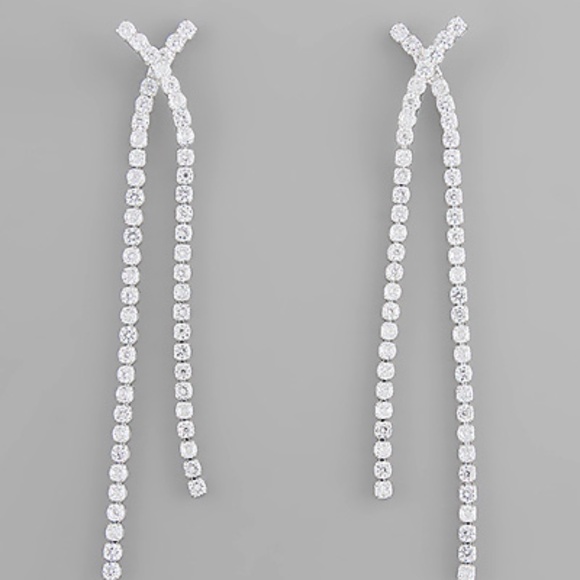 Crisscrossed Crystal Earrings - Picture 1 of 1
